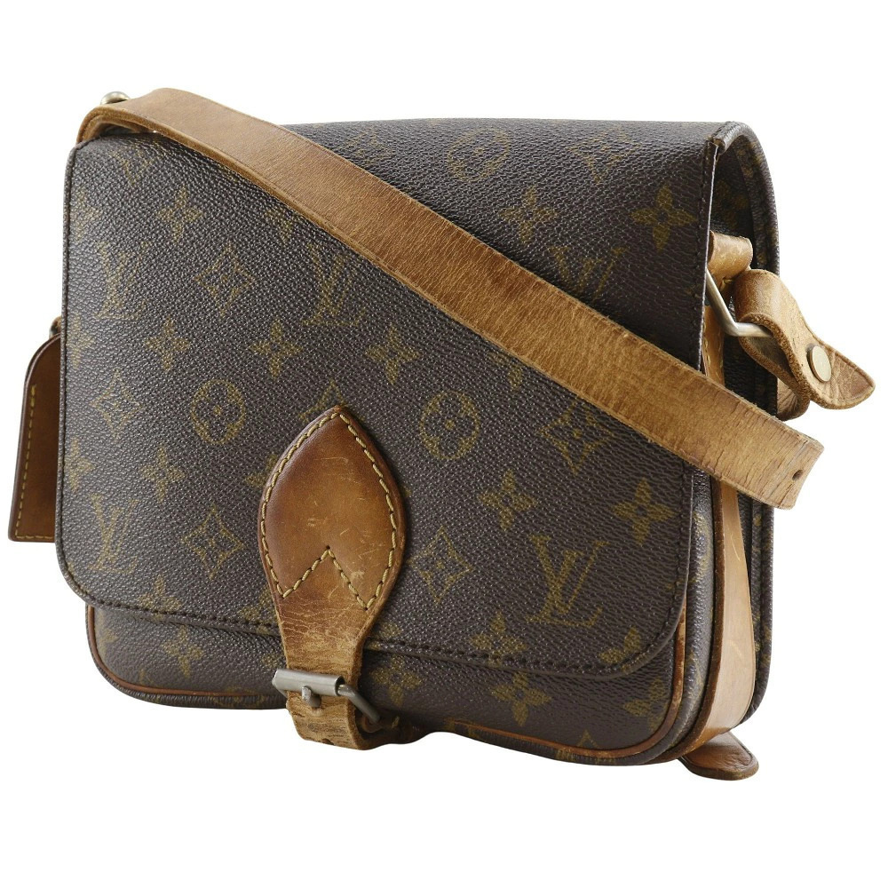 Louis Vuitton Buckle Belt Canvas Bag Brown Cartouchiere Crossbody
